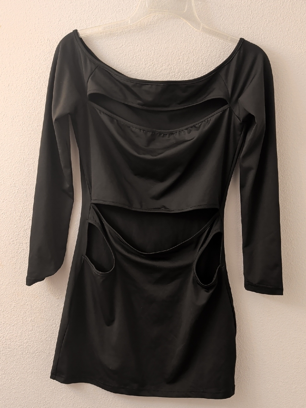SHEIN Black Long-Sleeve Cutout Mini Dress